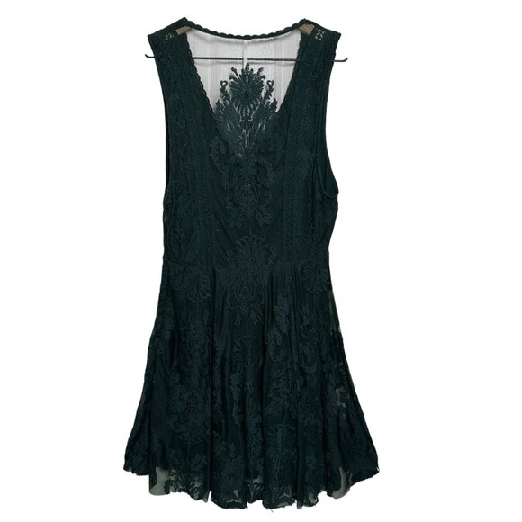 Free People Sz 4 Green Dress Lace Embroidered Whimsical Romantic Goth Witchy Y2K - Picture 2 of 11